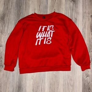 SHEIN Red Crewneck Sweater with Bold Text